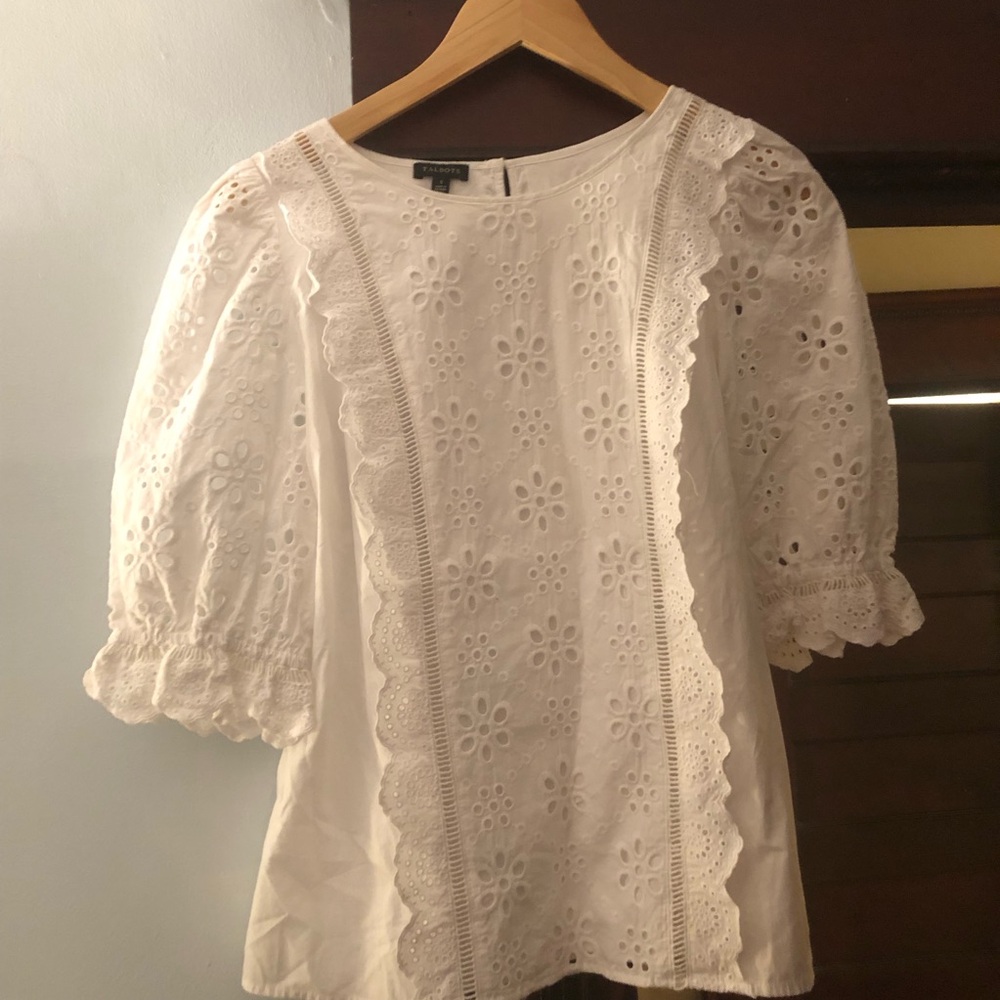 Talbots eyelet white blouse